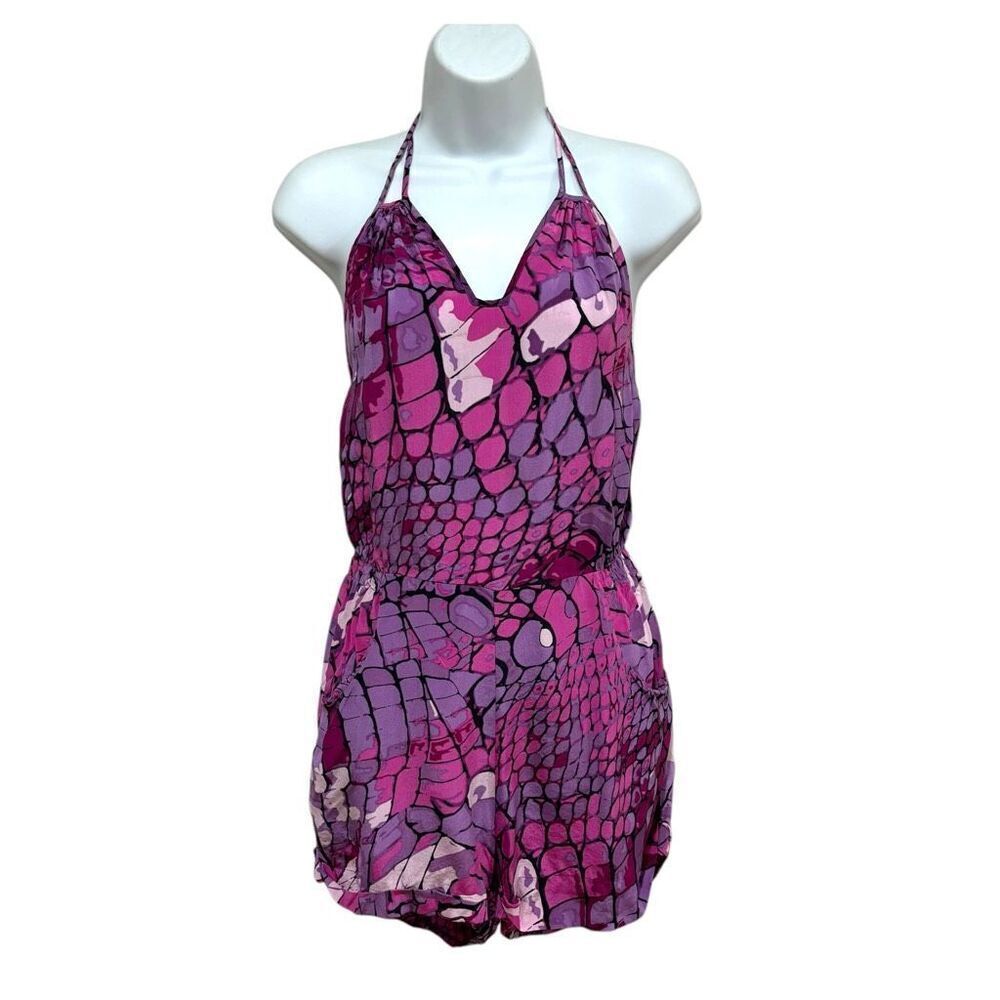 Anthropologie Charlie Jade Silk Romper Purple